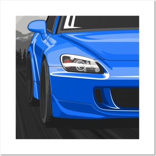 Honda S2000 AP2 Rolling - Apex Blue Posters and Art